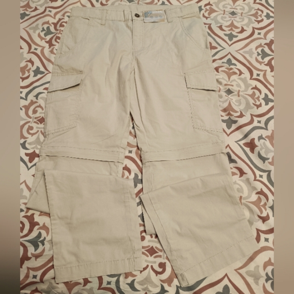 There Abouts Men's Convertible Off White Cargo Pants, 14 H husky